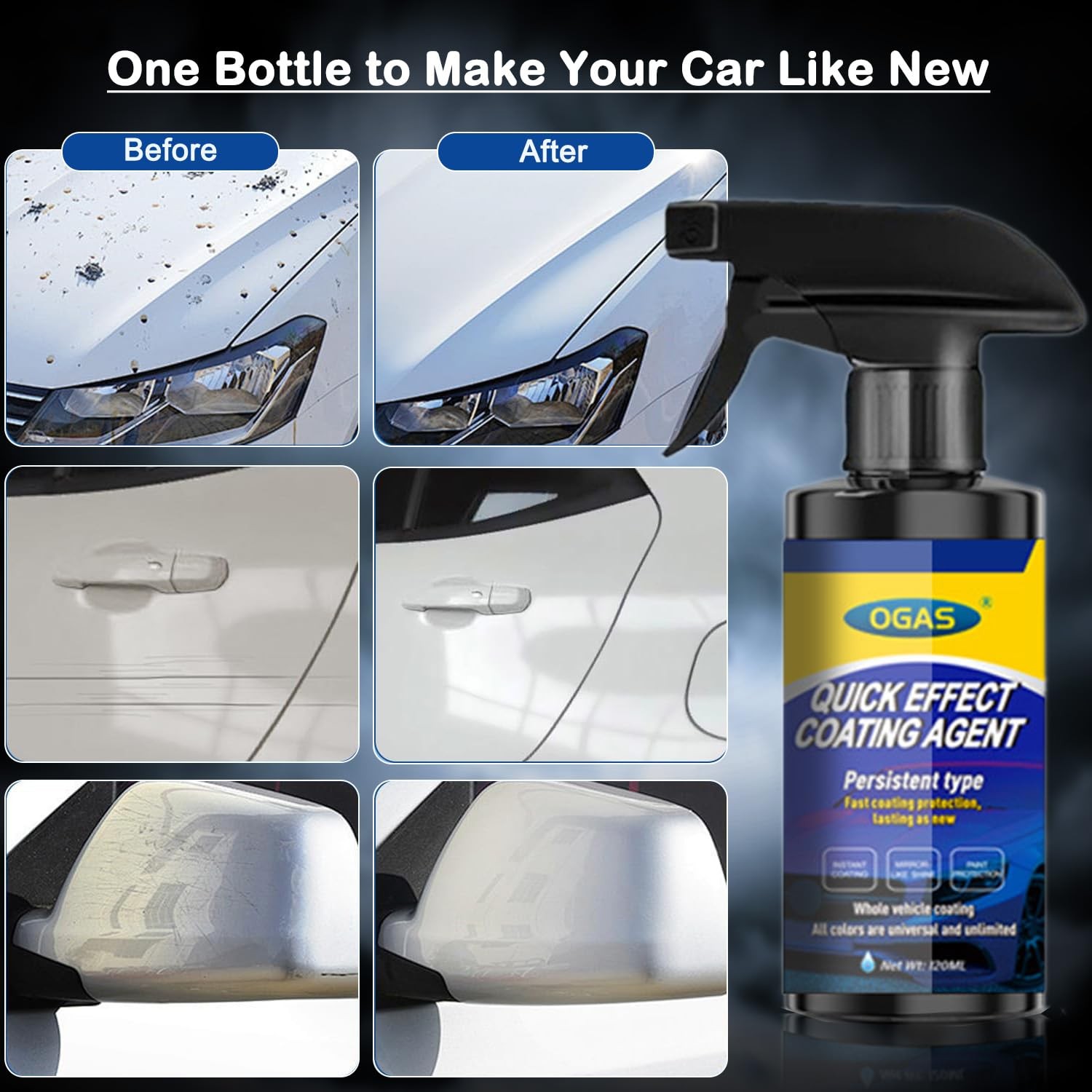 Quick Effect Coating Agent, Ceramic Coating Spray for Car Wax Polish Paint Sc…