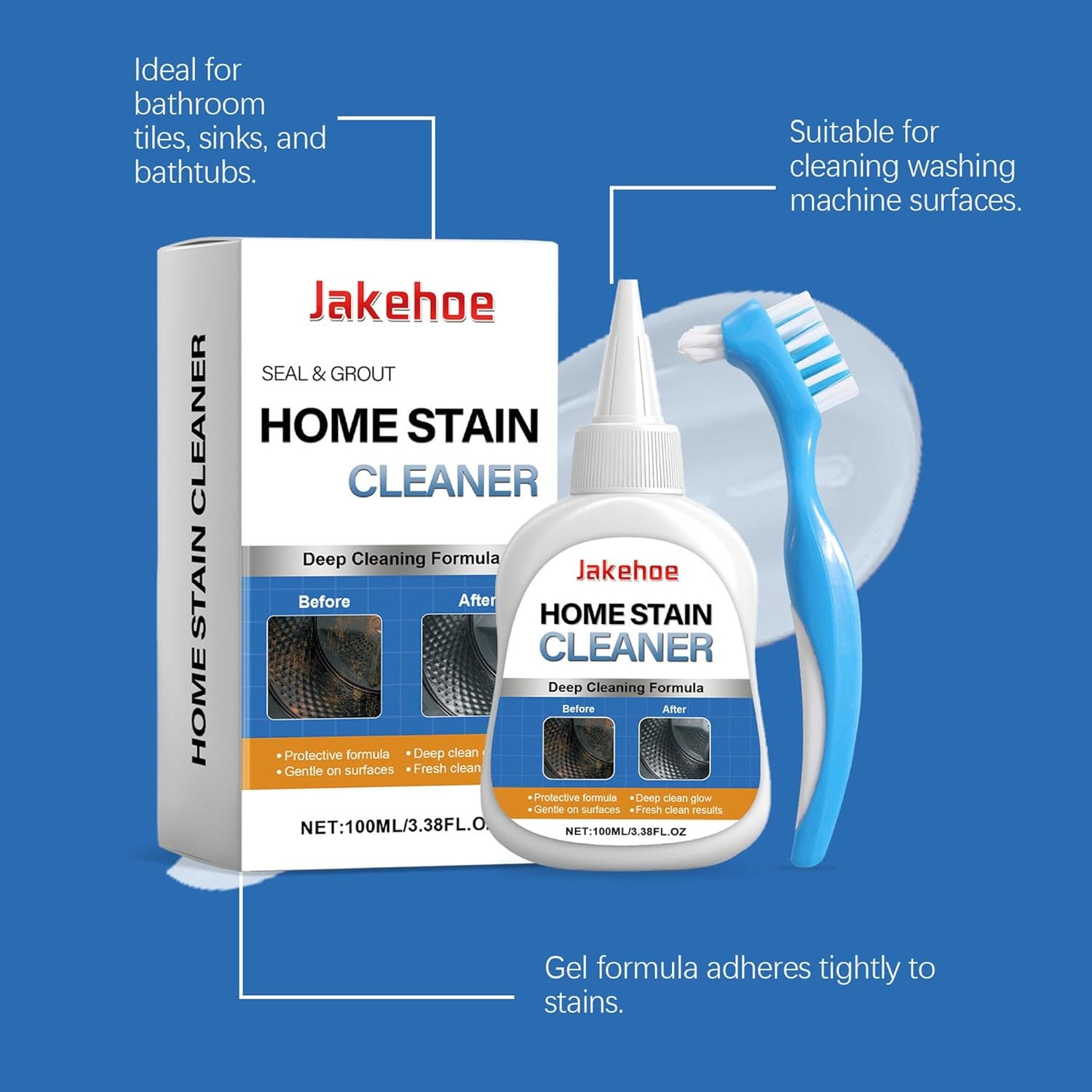 1~5x Home Stain Cleaner, Heavy Duty Mold & Bathroom Stain Remover with Brush