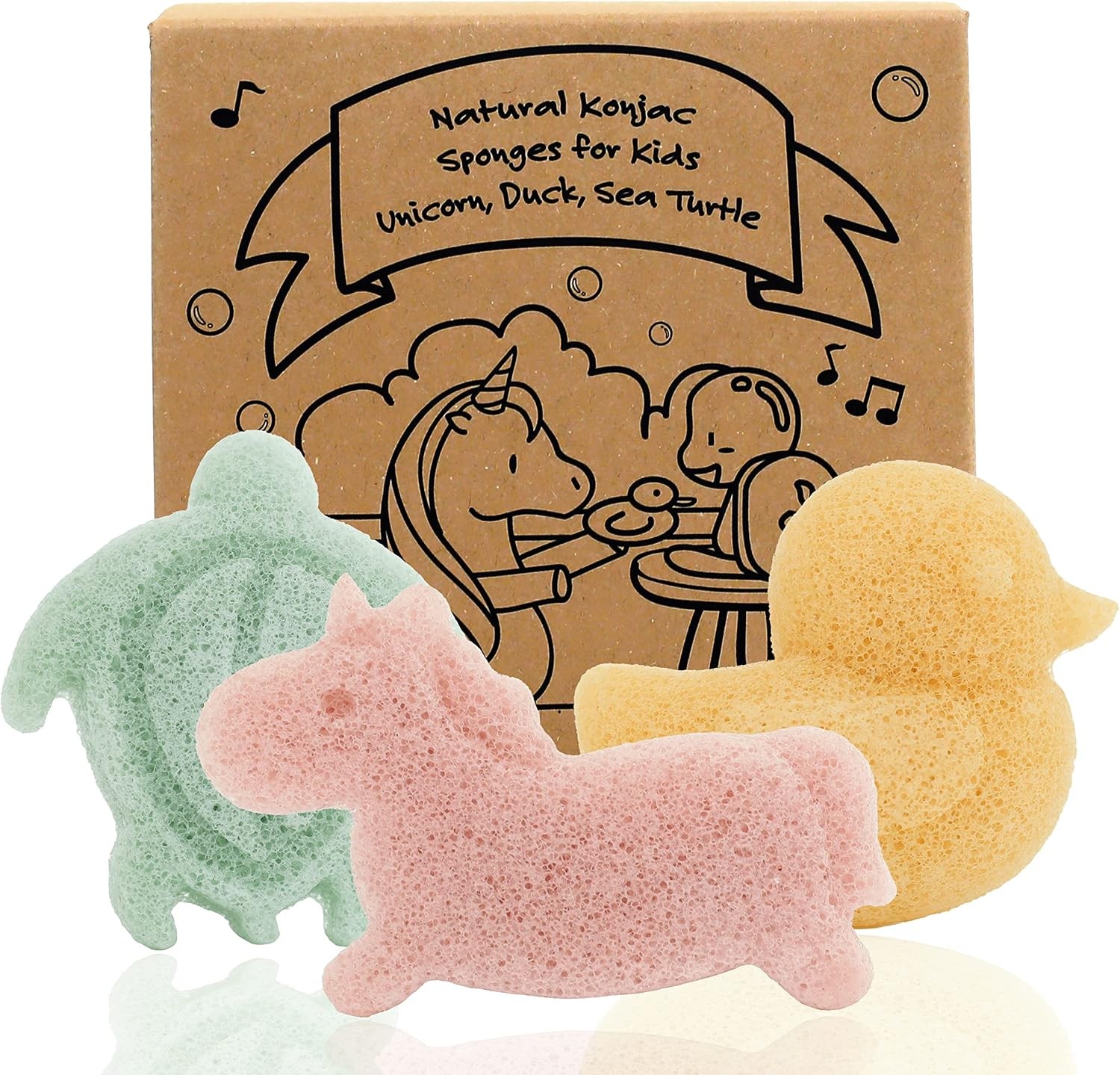myHomeBody Konjac Baby Spon for Bathing, Cute Shapes Natural Kids Bath