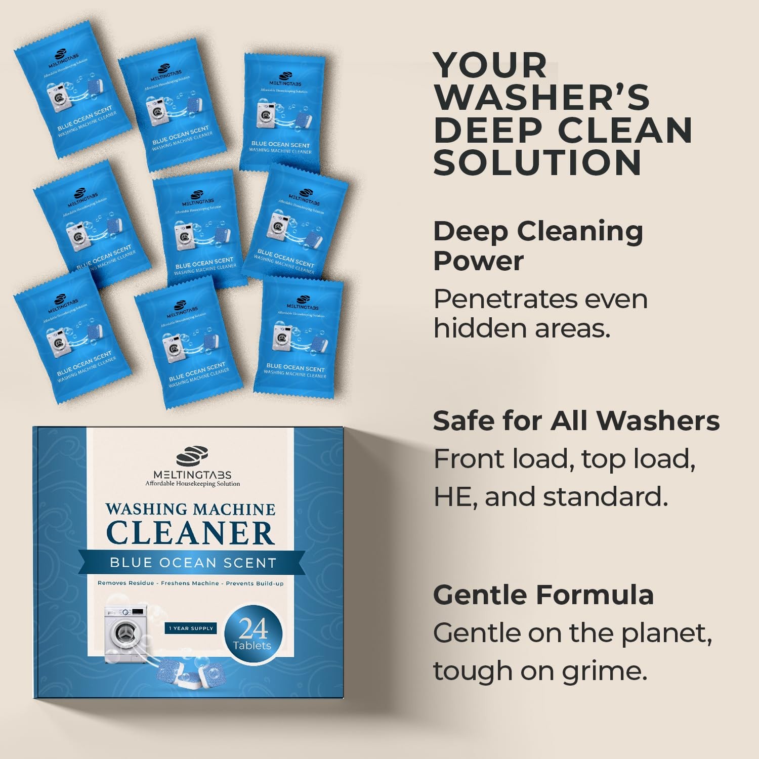 Washing Machine Cleaner Tablets – Deep Clean Washer Descale, Laundry Tub Clea…