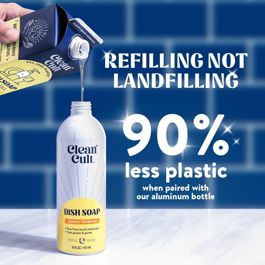 Cleancult Dish Soap Refill 32oz Lemon Verbena Plant-Based Grease Cleaner