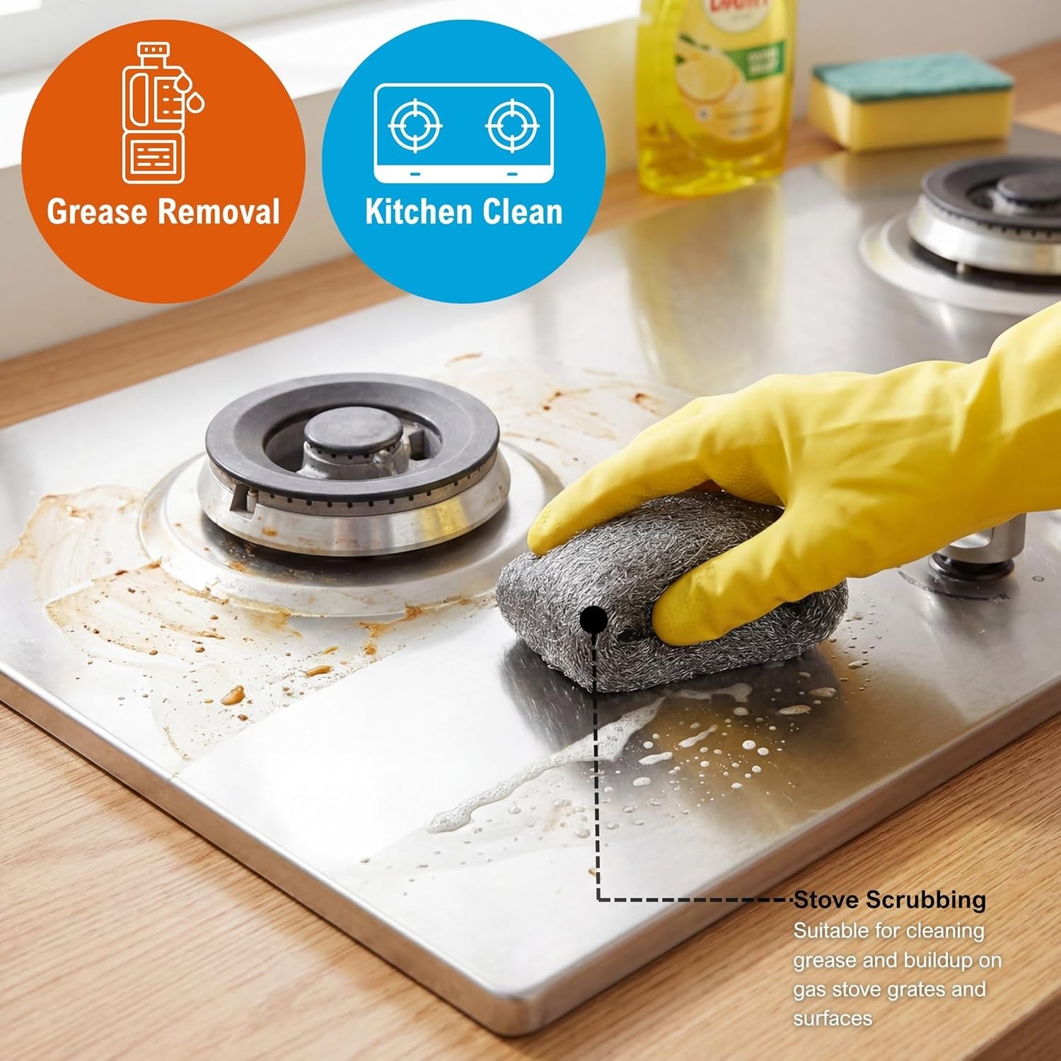 Wool Scrubber 0000 Fine for Cleaning Glass Pack of 8 Fine Steel Wool Pads for Po