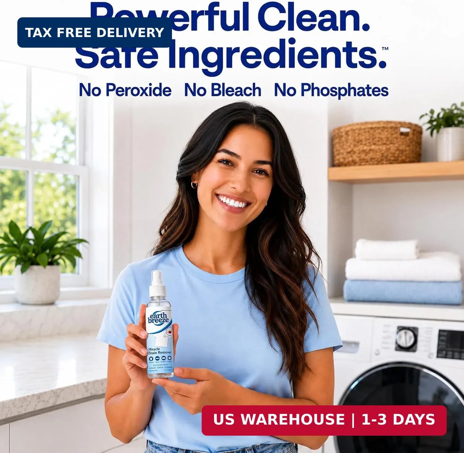 Earth Breeze Miracle Stain Remover Spray Powerful All-In-One Solution Removes St