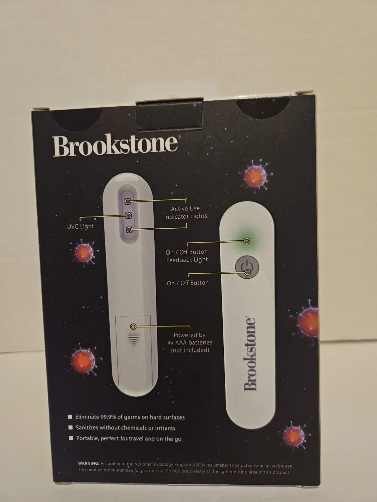 Brookstone UVC Handheld Sanitizing Light Chemical Free – Kills 99.9% of Germs