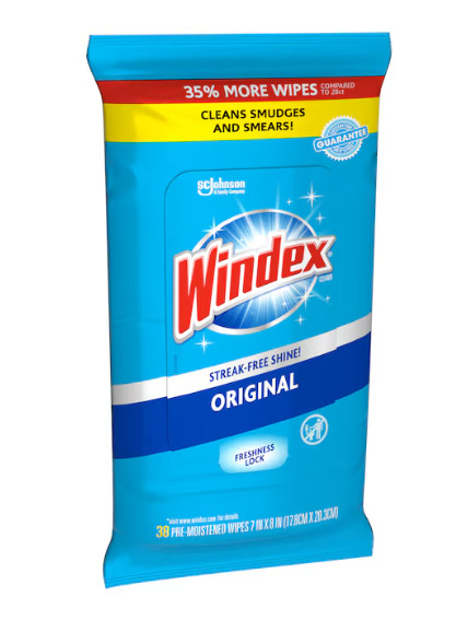 Windex 38 Count Wipes Glass Cleaner