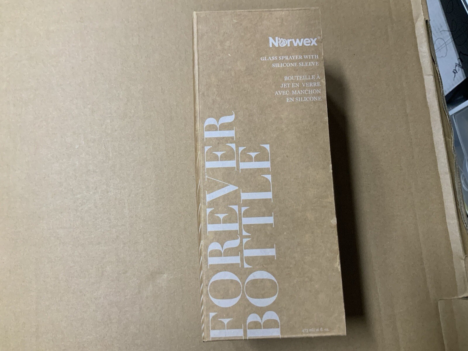 NORWEX FOREVER BOTTLE GLASS SPRAYER WITH SILICONE SLEEVE Grey 16fl oz