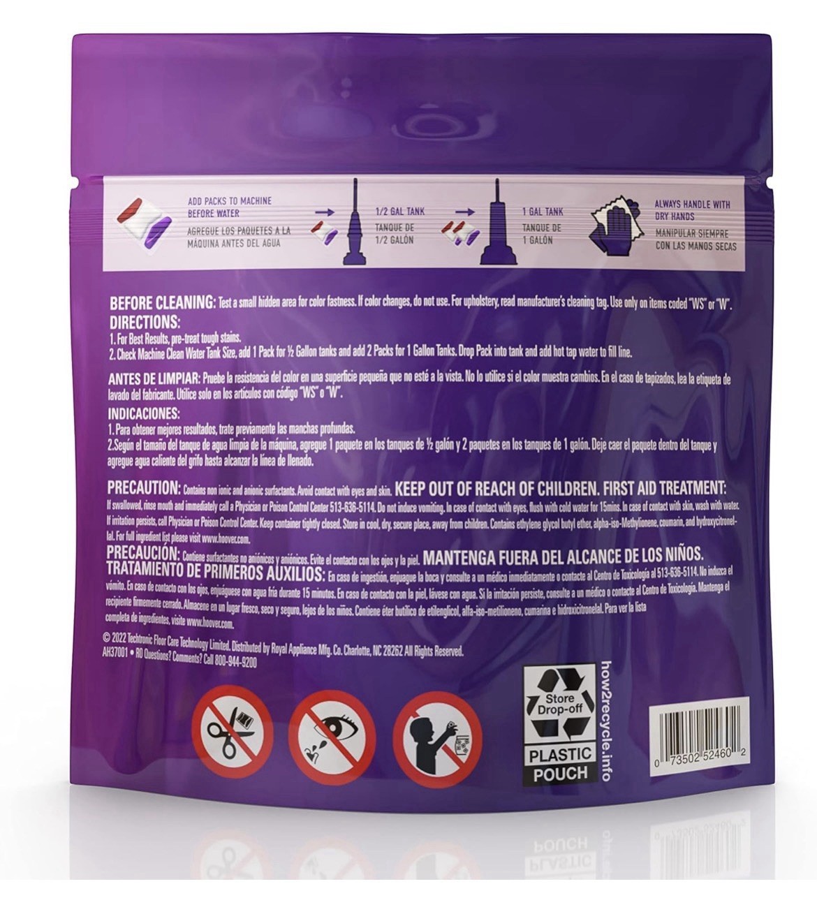 NEW 2 Pk Hoover Paws & Claws Deep Clean & Neutralize Carpet Cleaning 3 in 1 pods