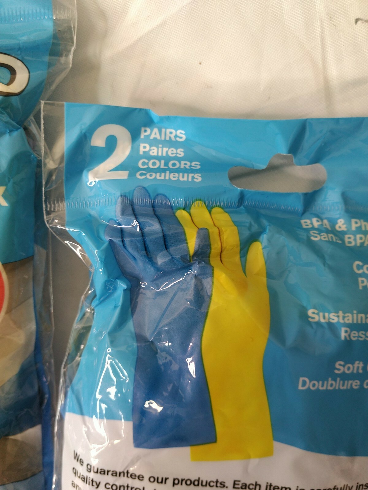 Qty 6 Pairs (3 Packs x 2) Natural Latex Household Gloves Yellow/Blue Medium SM5