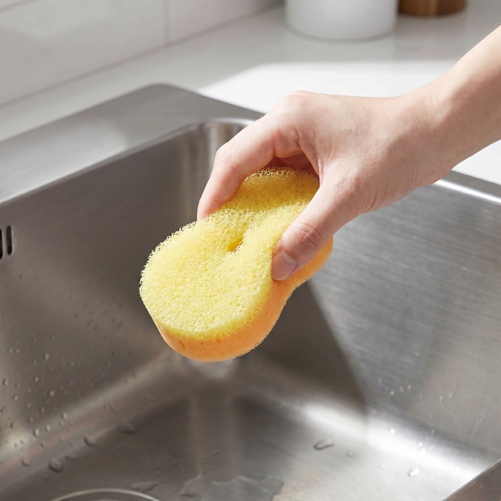 8Pcs Reusable Dish Wand Sponge Refills Soft Yellow Kitchen Cleaning Sponges
