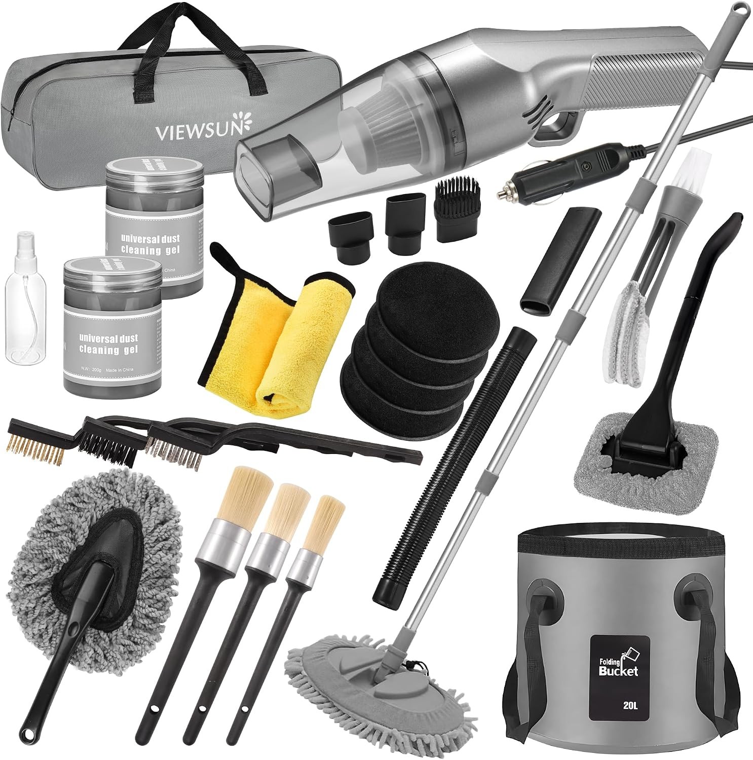 Car Cleaning Kit,CarInterior Detailing with Handheld Vacuum,Complete Accessories