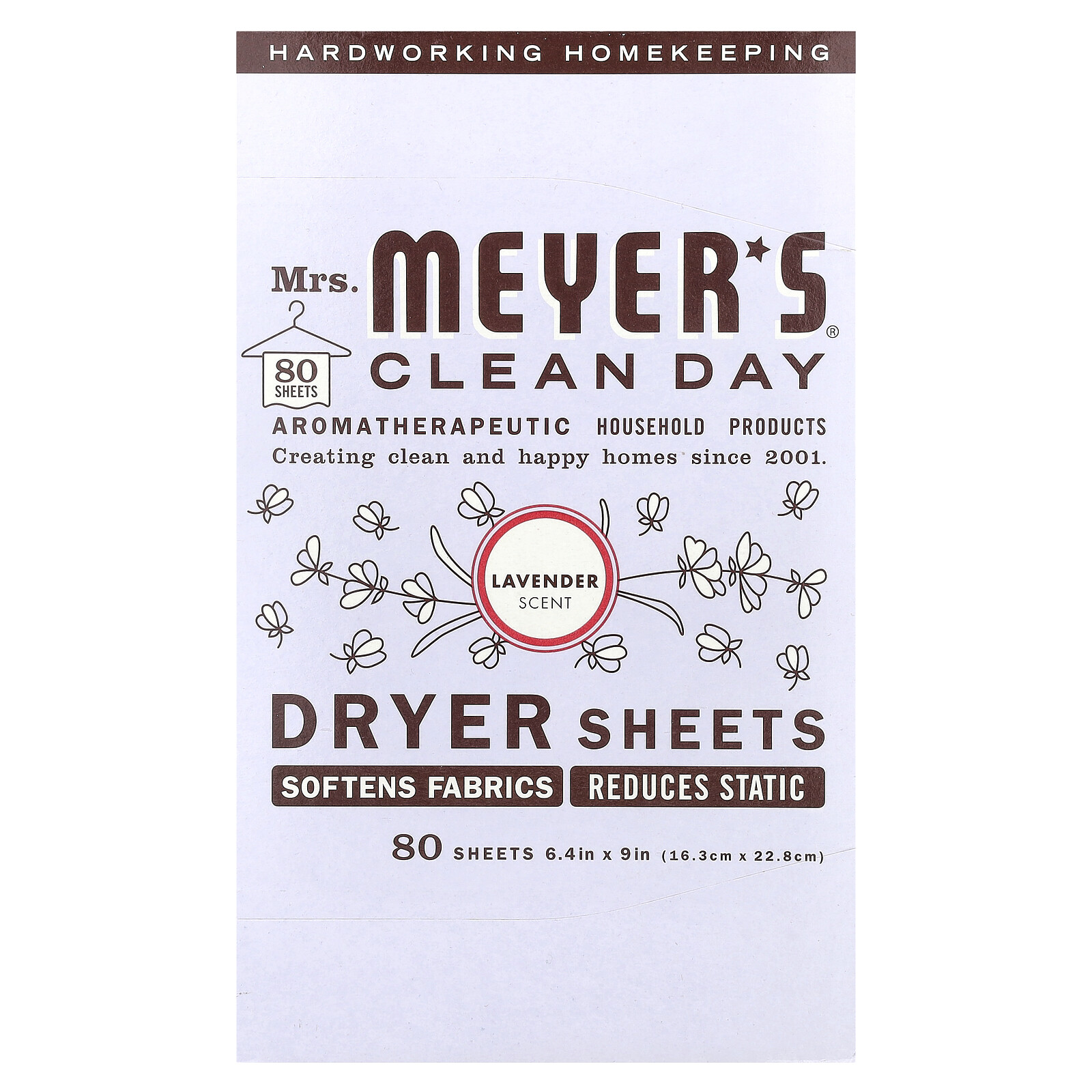 Mrs Meyers Clean Day Dryer Sheets Lavender Scent 80 Sheets Cruelty-Free, Not