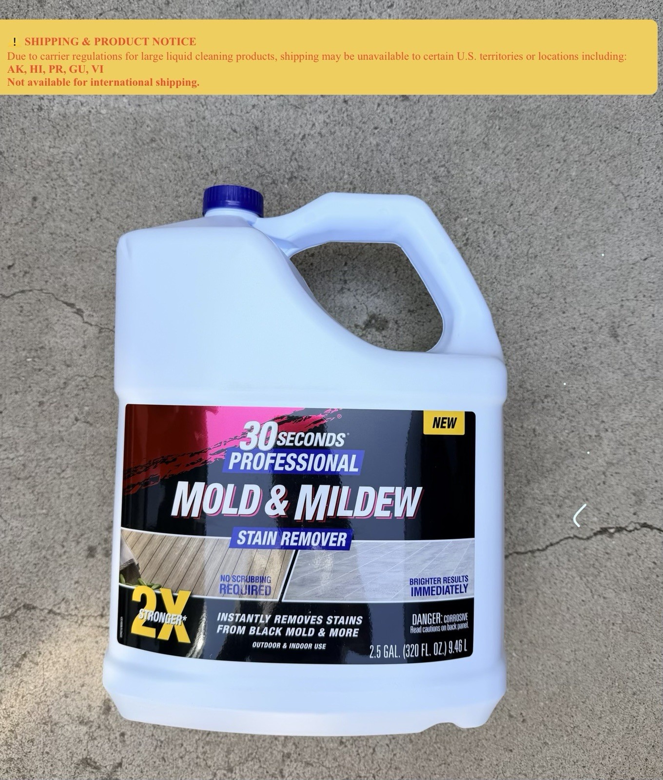 2.5 Gal Professional Outdoor Cleaner | Mold and Mildew Stain Remover 30 Seconds