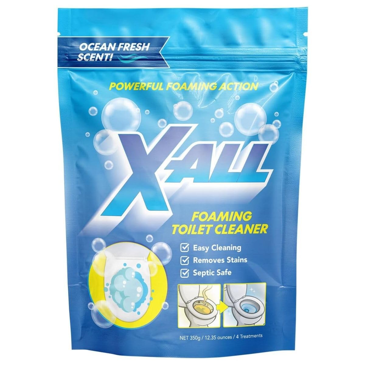 X-ALL Foaming Toilet Cleaner, Self-Activating Powder for Deep Cleaning, Fight…