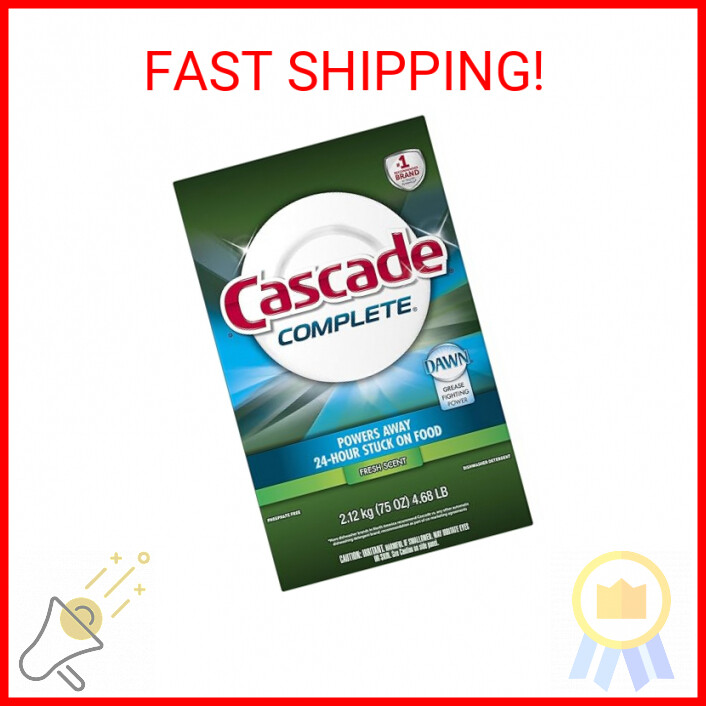 Cascade Complete Powder Dishwasher Detergent, Fresh Scent, 75 oz, White