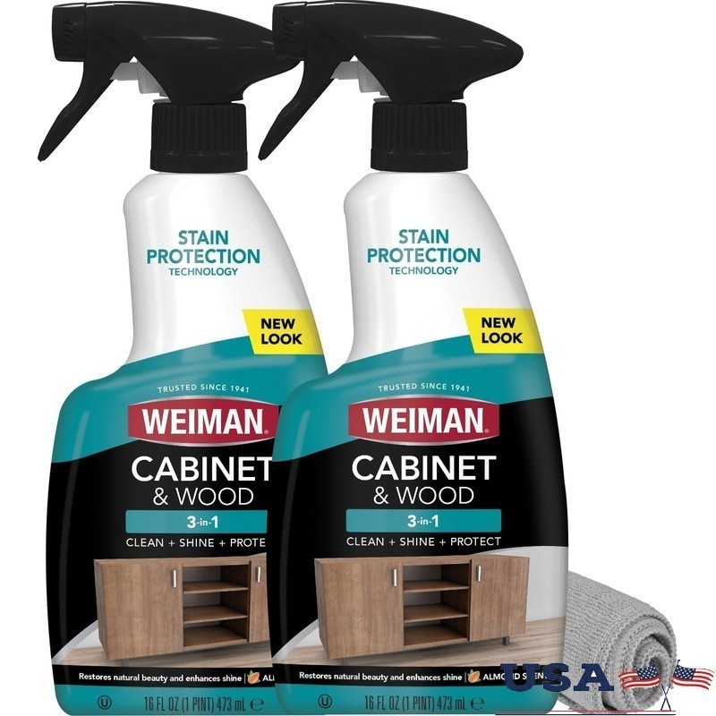 Wood Furniture Cleaner & Polish Almond Scent 2 Pack Microfiber Towel Included US