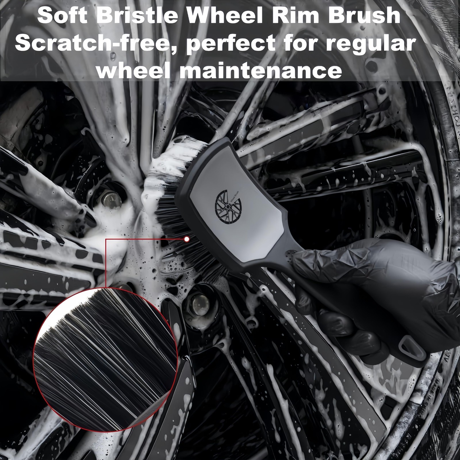 Car Wheel & Tire Brush Set 2 Pack Soft & Stiff Bristle Cleaners for Vehicles