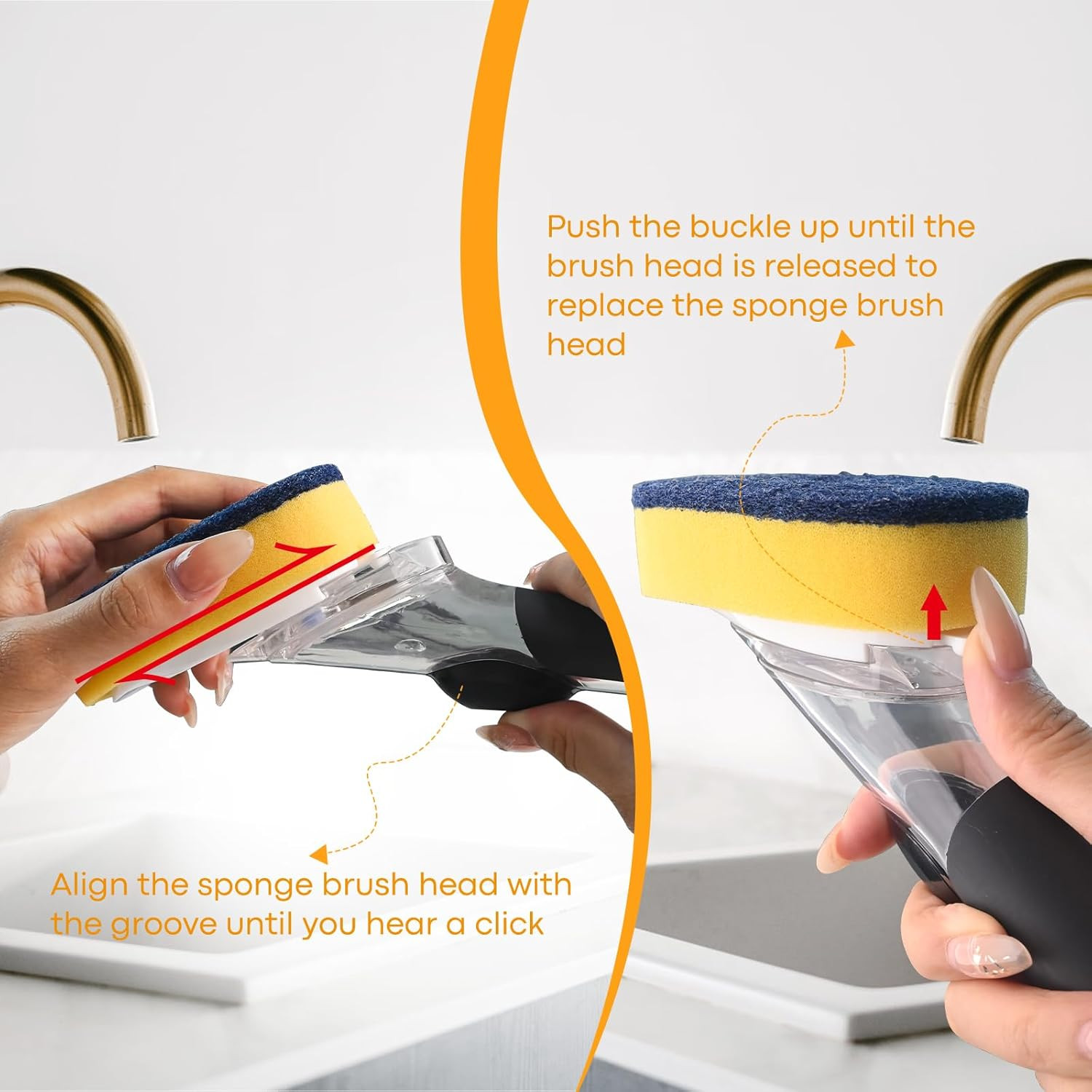 Sponge Brush Refills for OXO Soap Dispensing Dish Brush – 4 Pack Dish Cleaning S