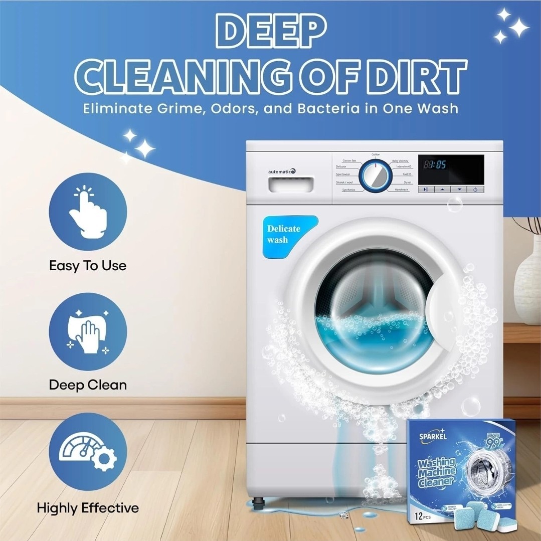 Washing Machine Cleaner Descaler Tablets 12 Pack (1 Year Supply) – Deep Cle