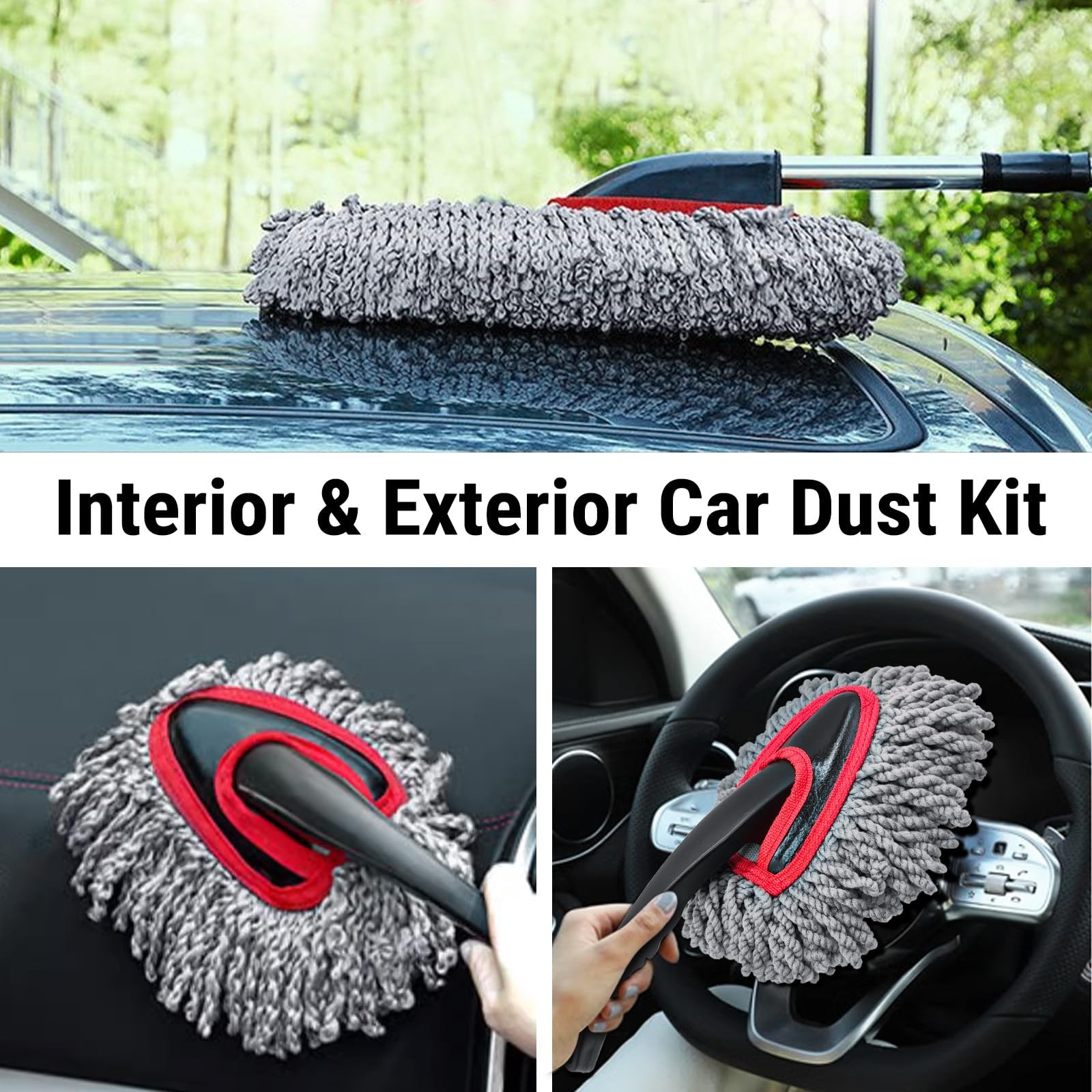 Car Duster Kit, 2PCS Microfiber Exterior and Interior Scratch Free Car Duster…