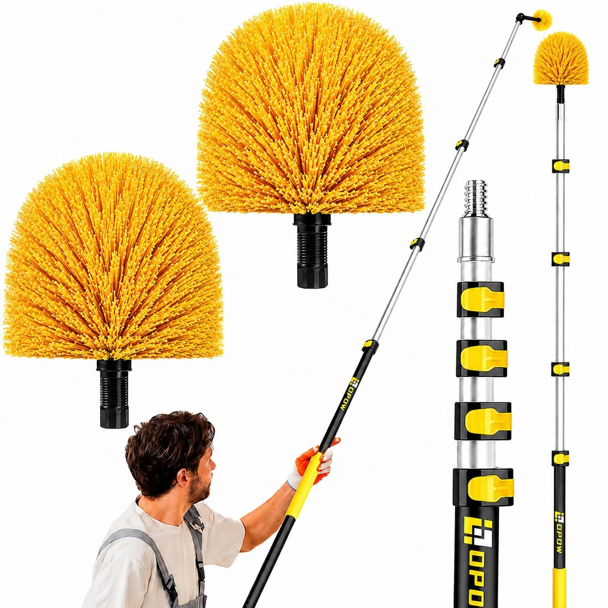 6-24ft Cobweb Duster with Extension Pole, 32ft High Reach Spider Brush, Alumi…