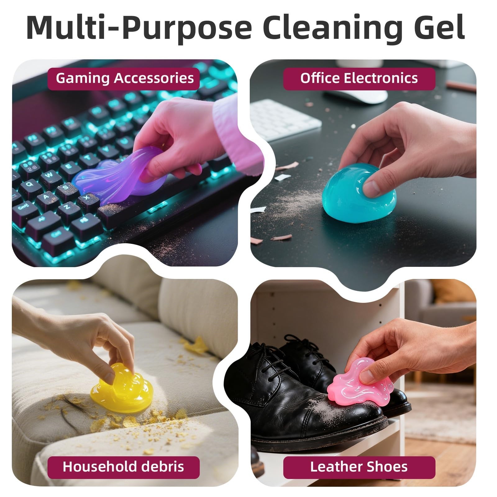 Reusable Car Cleaning Gel Putty 4-Pack – Universal Interior Cleaner Slime, Dust