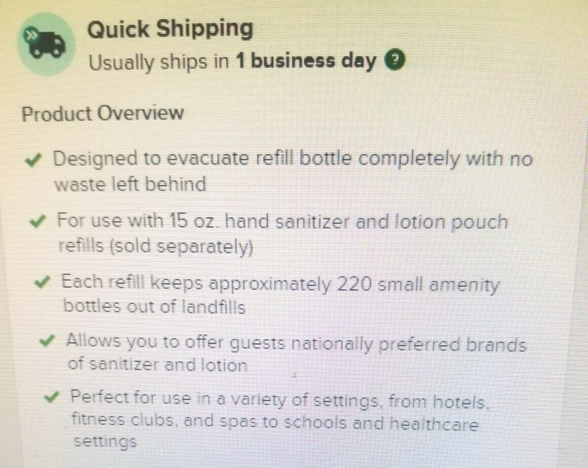 DIAL ECO-SMART 15 oz BLACK LIQUID HAND SOAP/AMENITY DISPENSER, 7 1/2″ x 3 3/4″