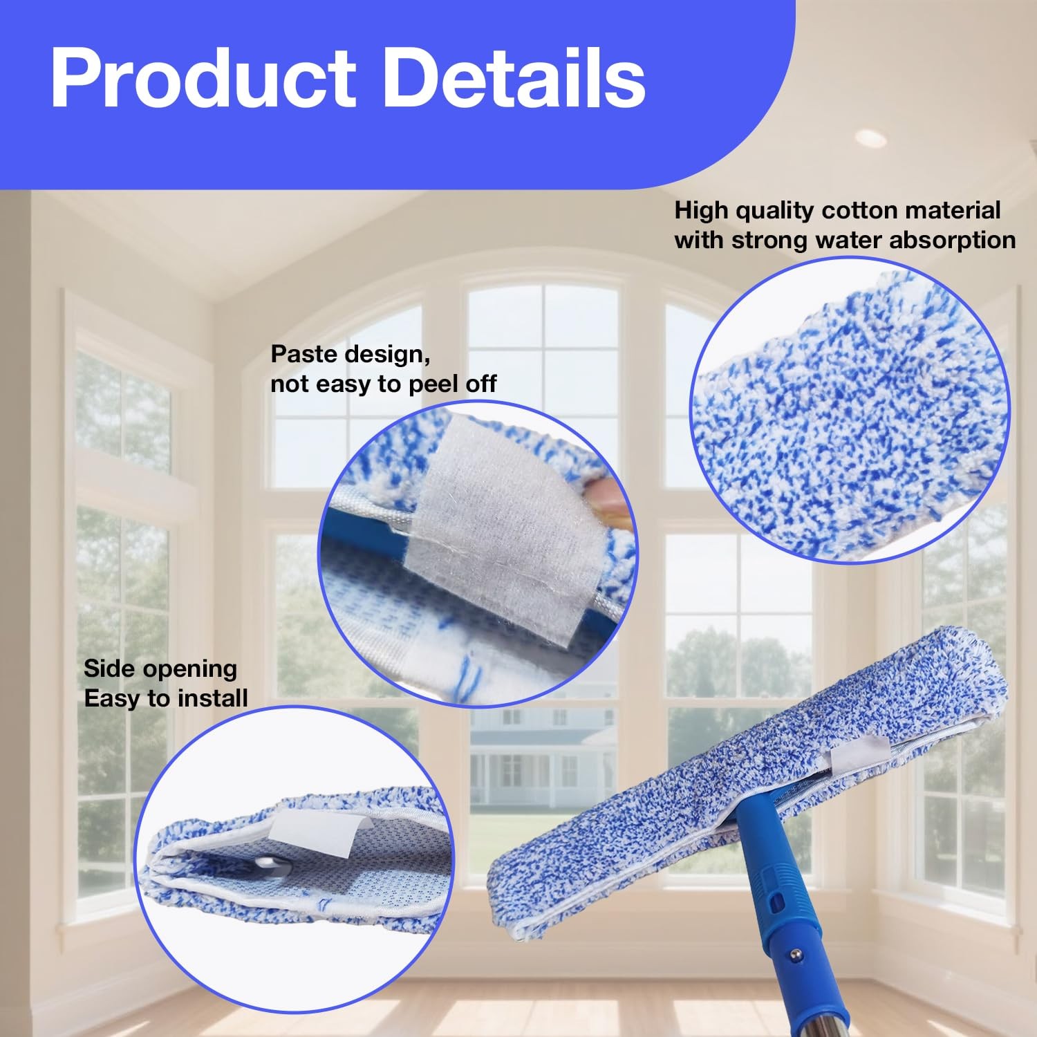 4 Pack 14″ Microfiber Window Scrubber Refill Replacement Compatible with Unge…