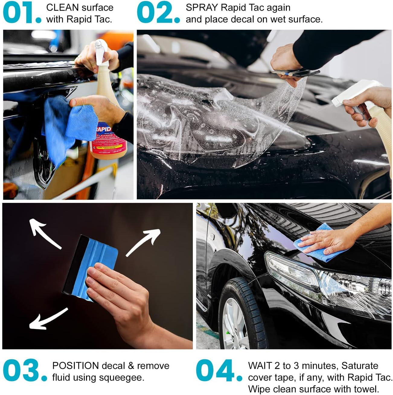 32Oz Cleaner and Application Fluid Kit | Includes Felt Edge Squeegee and Microfi