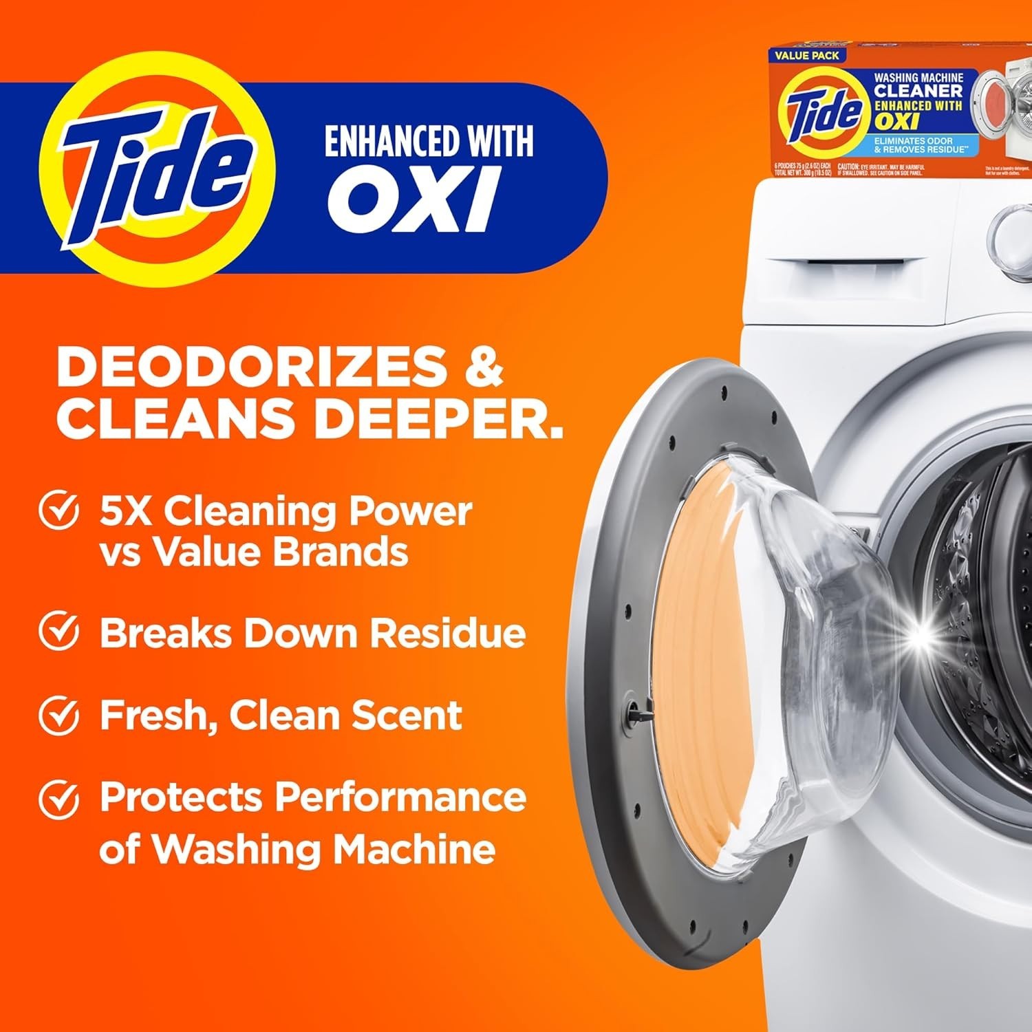 Tide Washing Machine Cleaner, Washer Machine Cleaner with Oxi for Front and Top