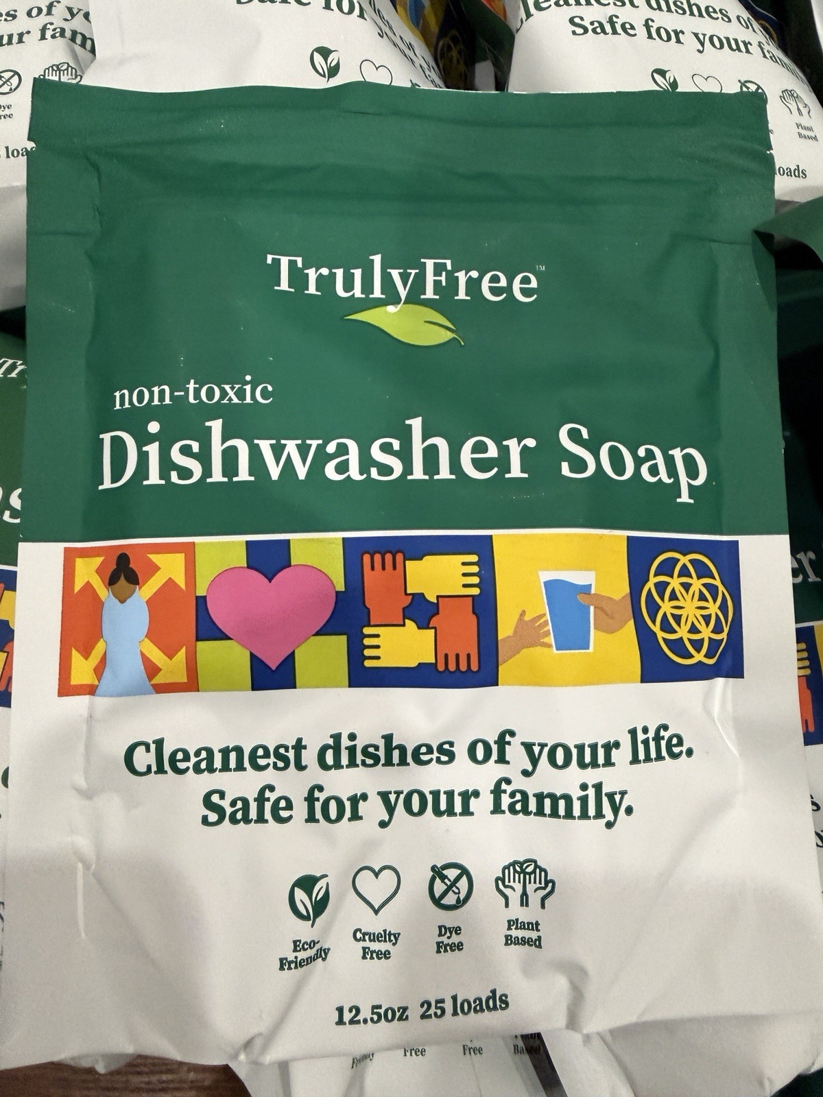 Truly Free Non-Toxic DISHWASHER SOAP 25 Loads/ea. *LOT Of 20 Packs 500 Loads