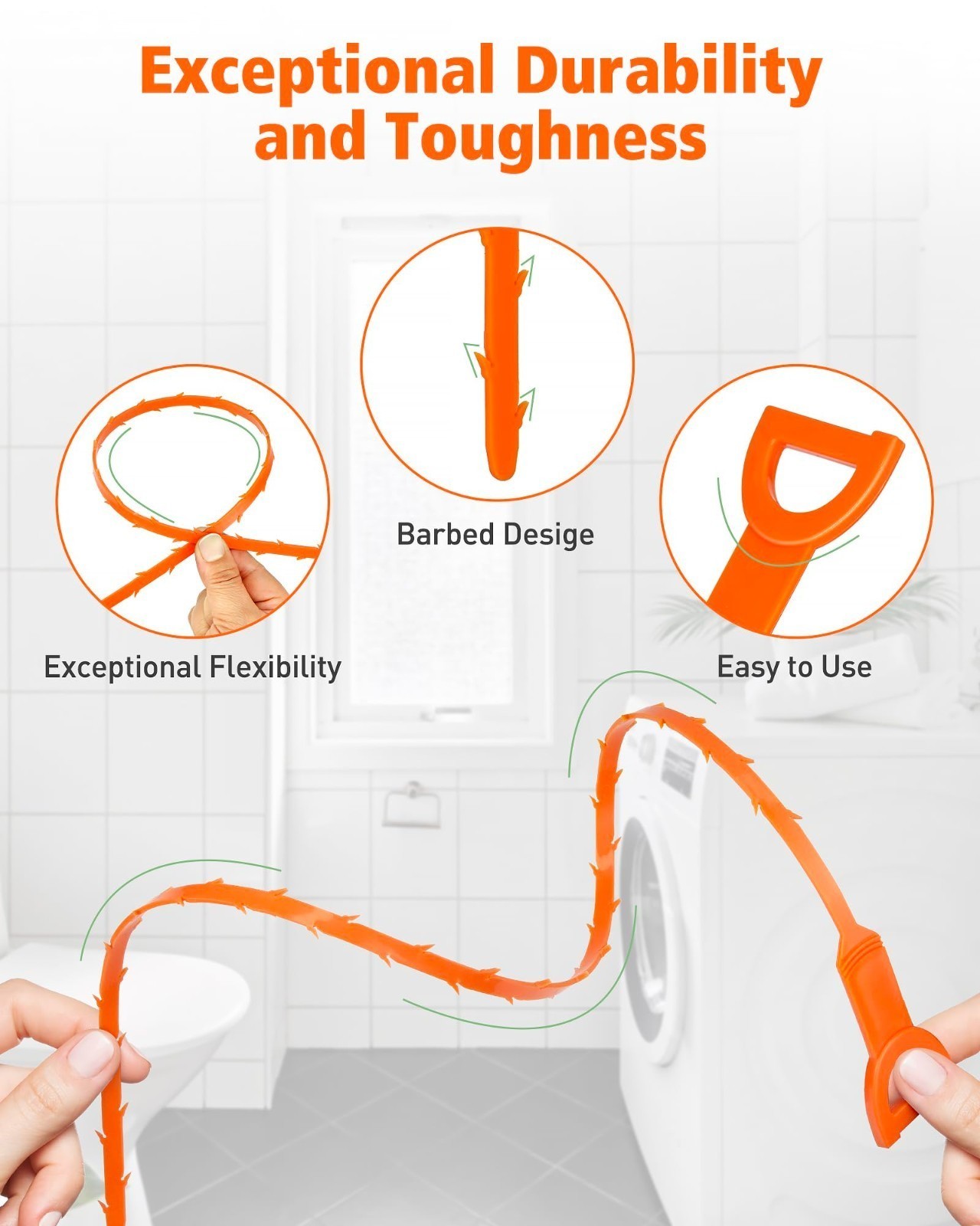 6-Pack 25in Hair Drain Clog Remover Sink Shower Tub Snake Cleaner Tool Set*