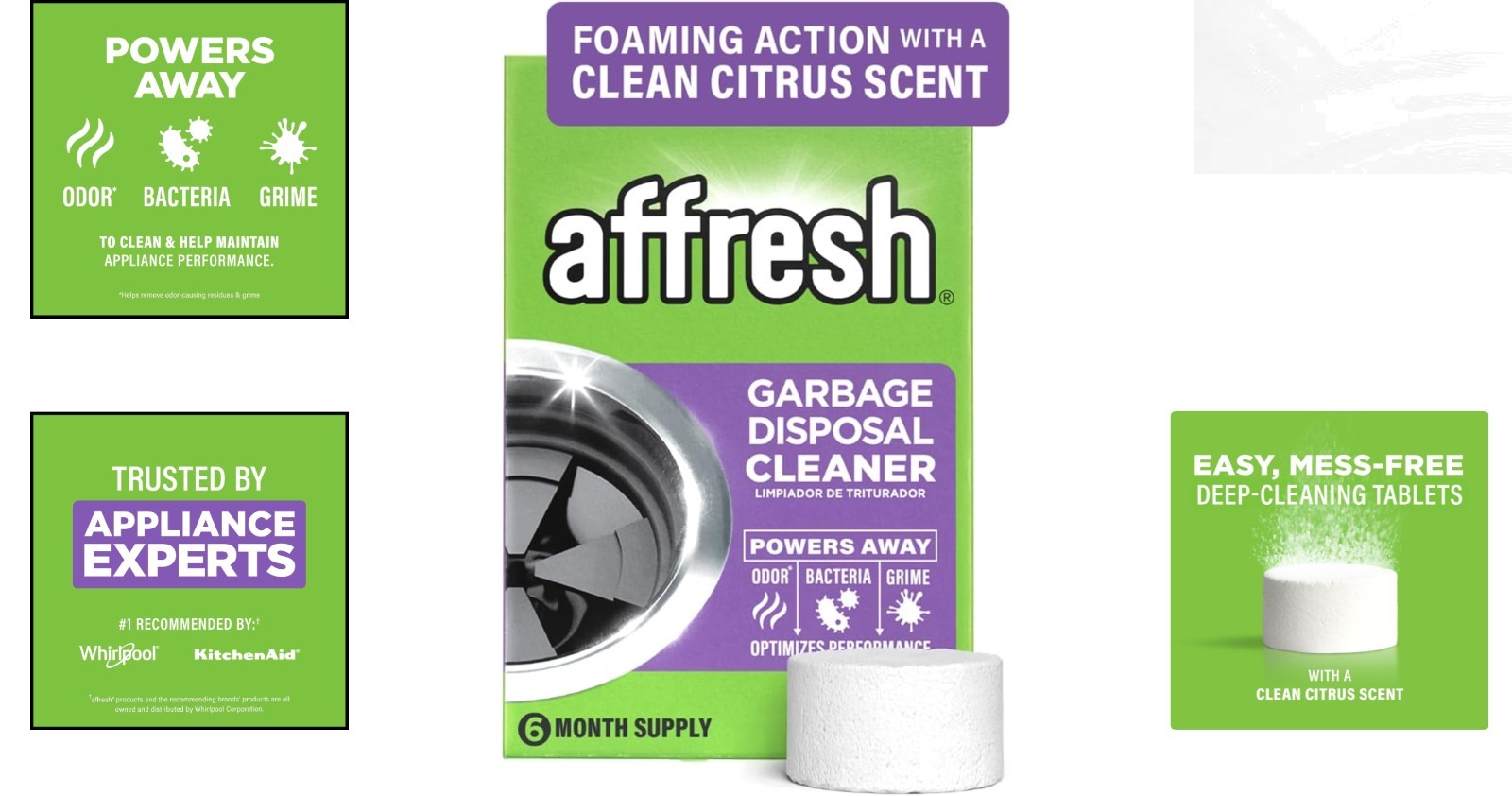 EPA Certified Garbage Disposal Cleaner – Citrus Fresh, 6- Supply Tablets