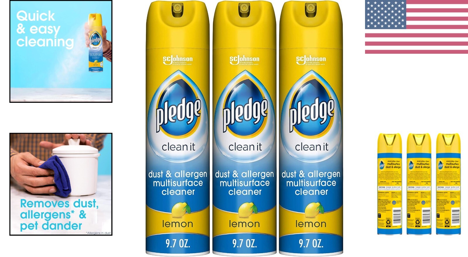 Everyday Clean Lemon Scent Multisurface Cleaner Spray – Pack of 3 for Fresh Home