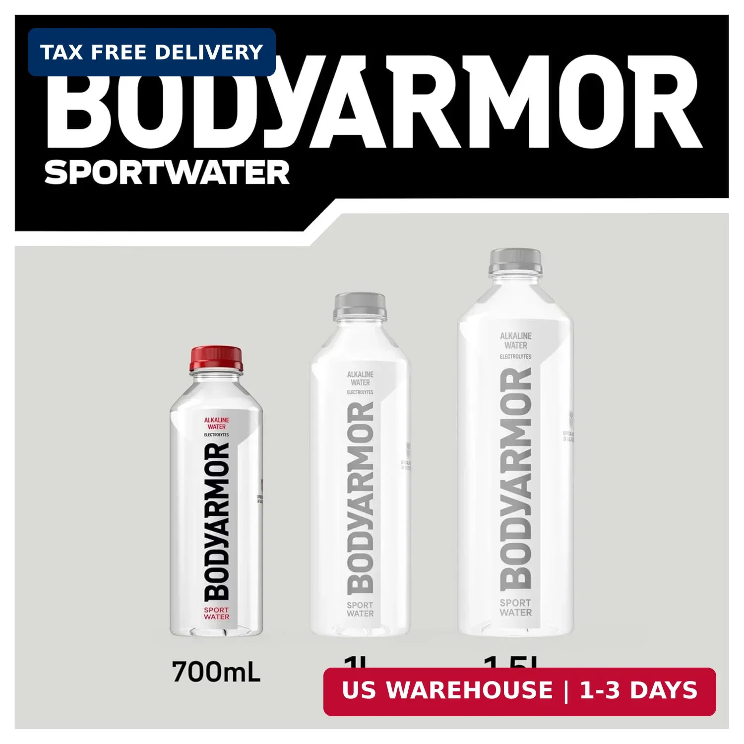 BODYARMOR SportWater Alkaline Water, High Alkaline Bottled Water, pH 9+, 700mL (