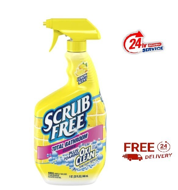 Scrub Free Total Bathroom Cleaner with OxiClean, Lemon Scent, 32 fl oz..