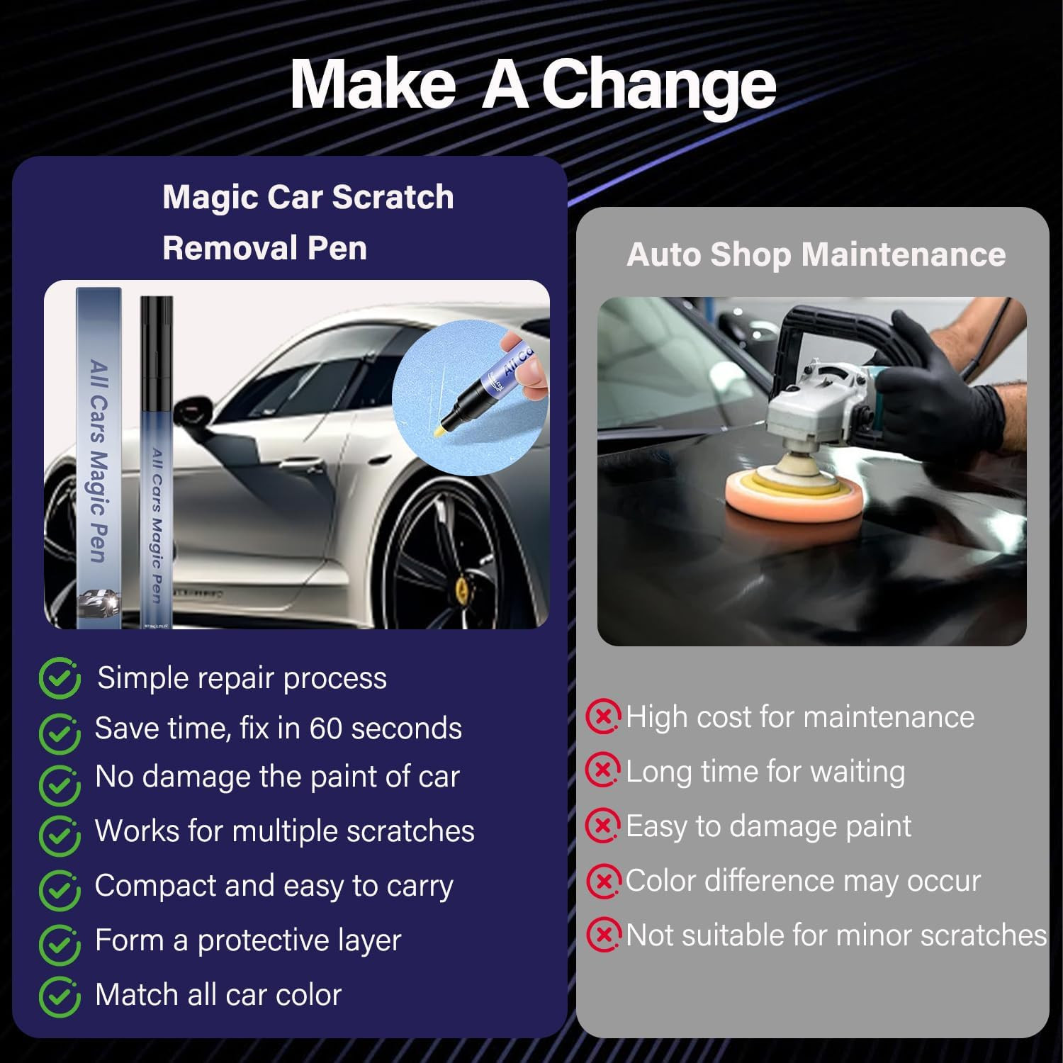 2PCS Car Scratch Remover, Magic Car Scratch Removal Pen, All Cars Magic Pen f…