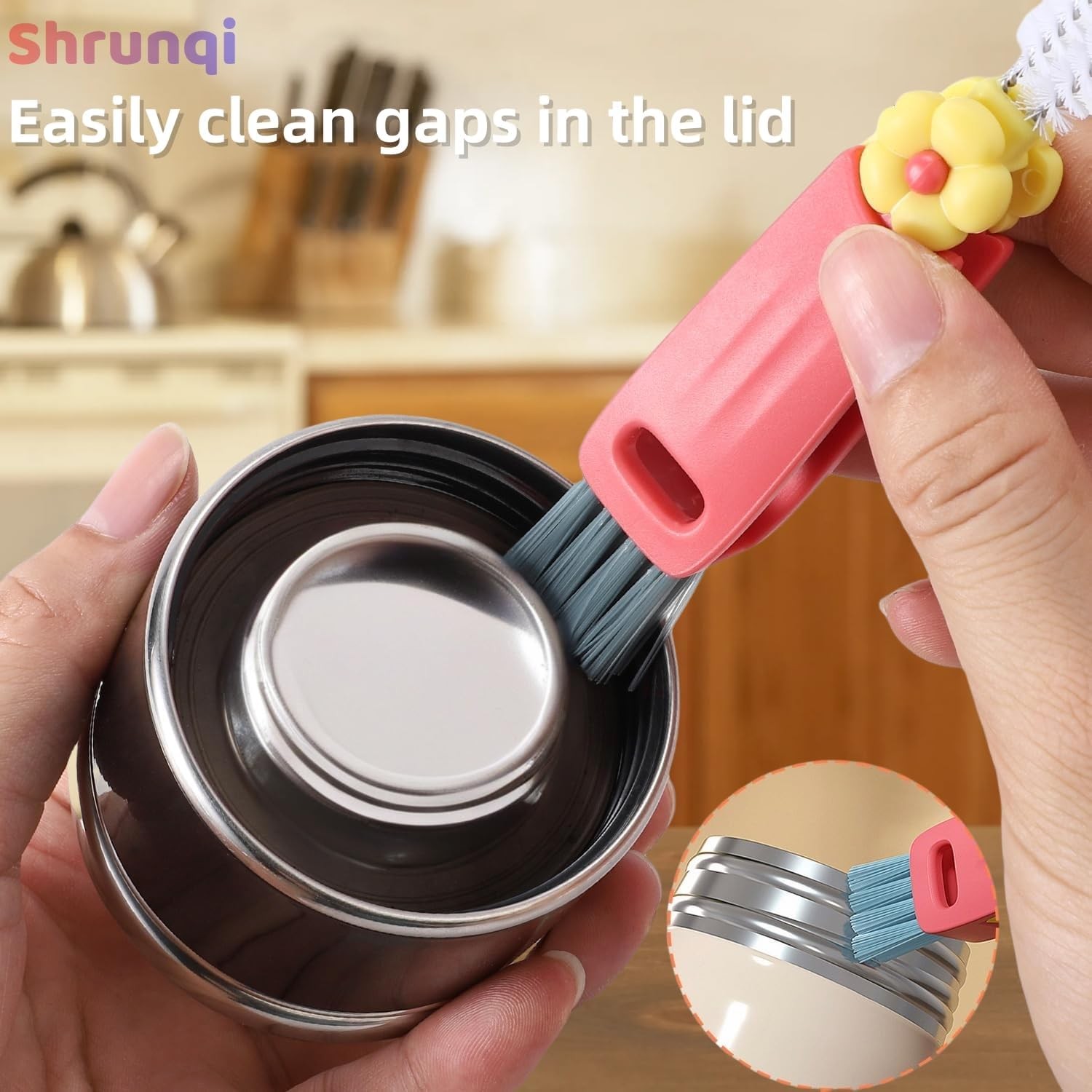 3 in 1 Cup Lid Cleaning Brush 3 in 1 Multifunctional Cleaning Brush Portable Cup