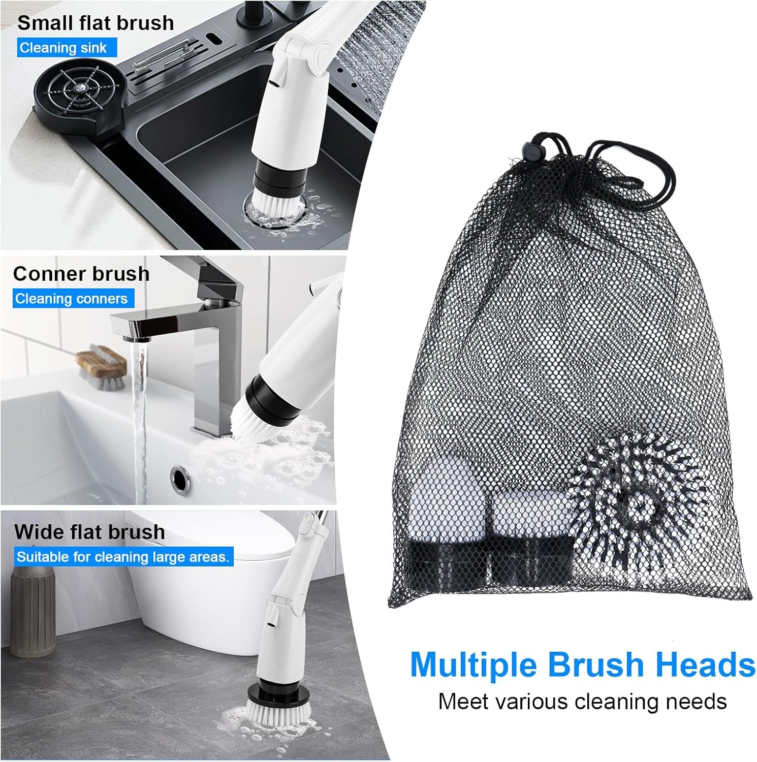3 Pcs of Brush Heads,Replacement Brush Heads Set for Electric Spin Scrubber, Cor