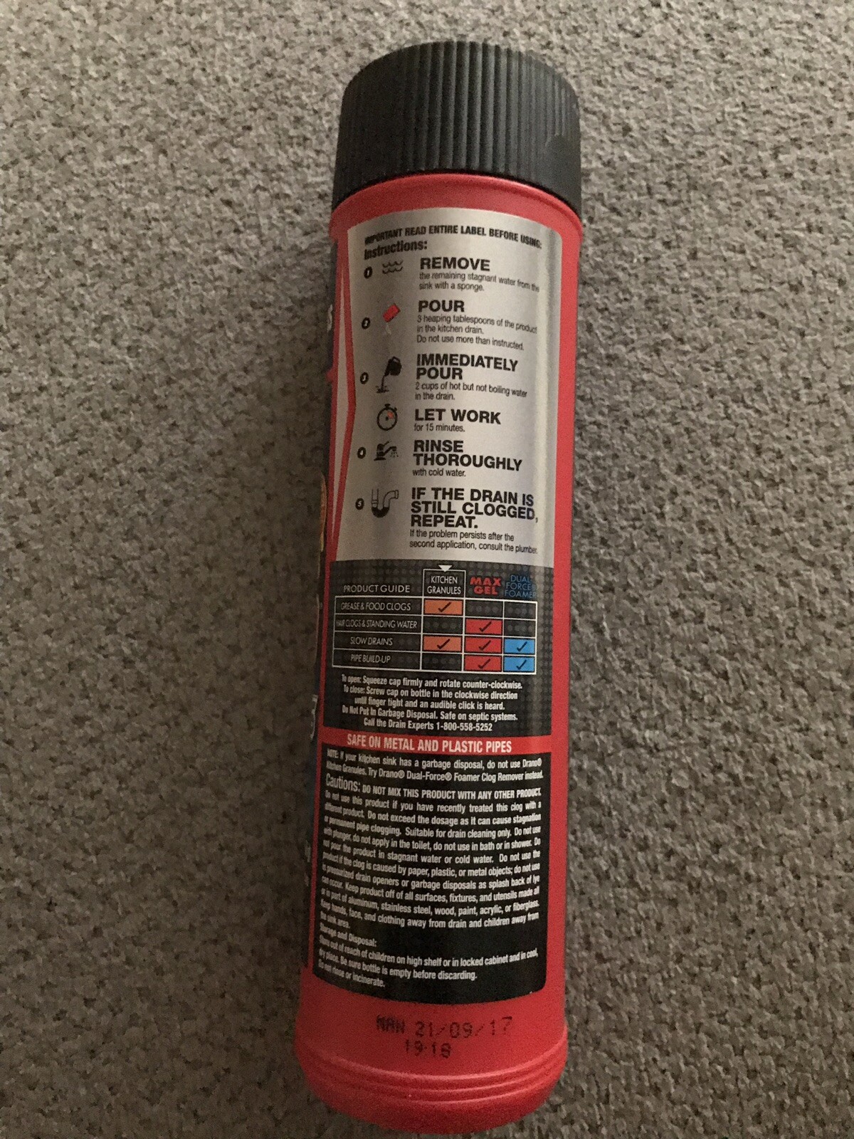 Drano Kitchen Granules Clog Remover Crystals Melts Grease 17.6 oz New