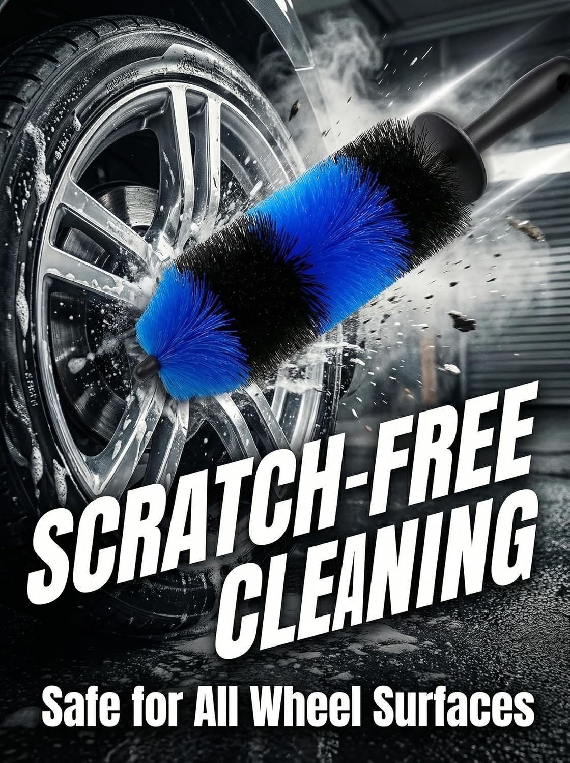 Master Wheel & Tire Brush – Soft Bristle 9.5-inch Detailing Tool for Easy