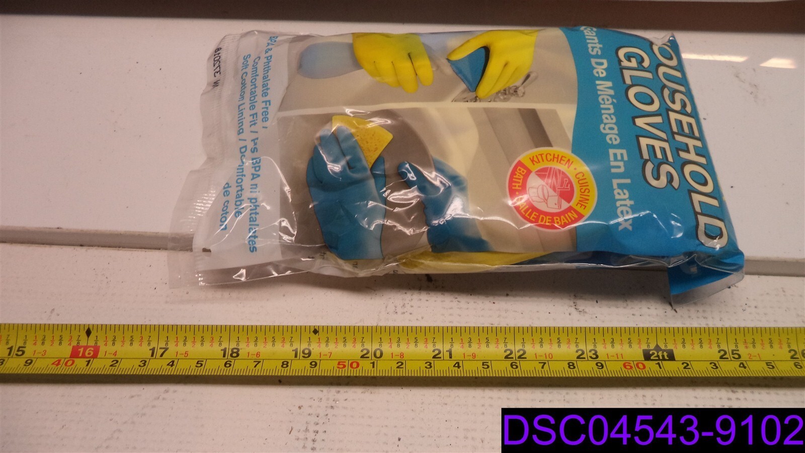 Qty = 8 Pairs (4 Packs x 2): natural Latex Household Gloves Yellow/Blue Medium