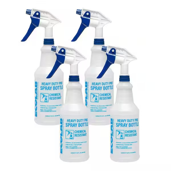 32oz Heavy Duty Spray Bottles 4 Pack Chemical Resistant Refillable Spray Cleaner