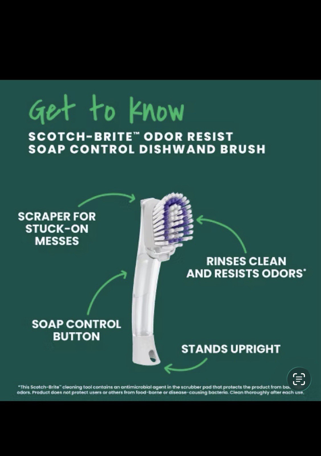 Odor Resist Soap Control Dishwand Brush, Non-Scratch Cleaning Brush with Scraper