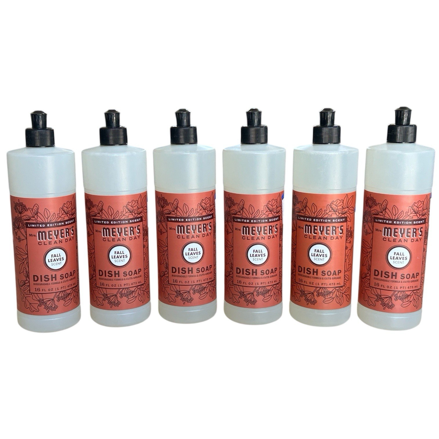 Mrs. Meyer’s Clean Day Dish Soap Limited Edition Fall Leaves 16fl Oz Lot Of 6