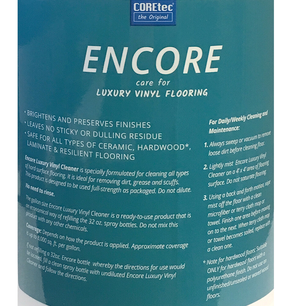 COREtec ENCORE Floor Cleaner for Luxury Vinyl Flooring – 1 Gallon
