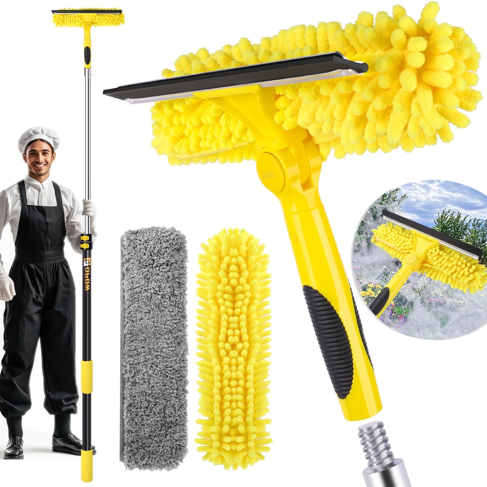 142Inch Telescopic Window Squeegee Cleaner Window Washing Equipment for Home Car