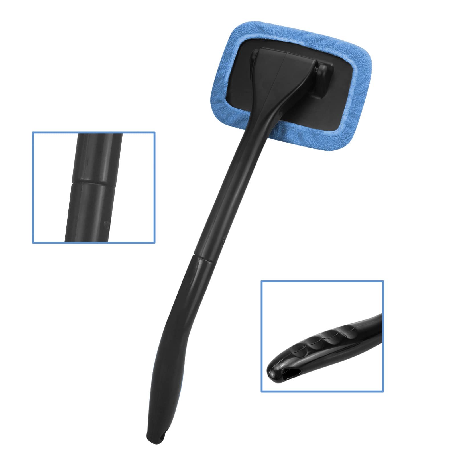 Car Windshield Cleaning Tool with 4 Reusable Microfiber Pads and Extendable