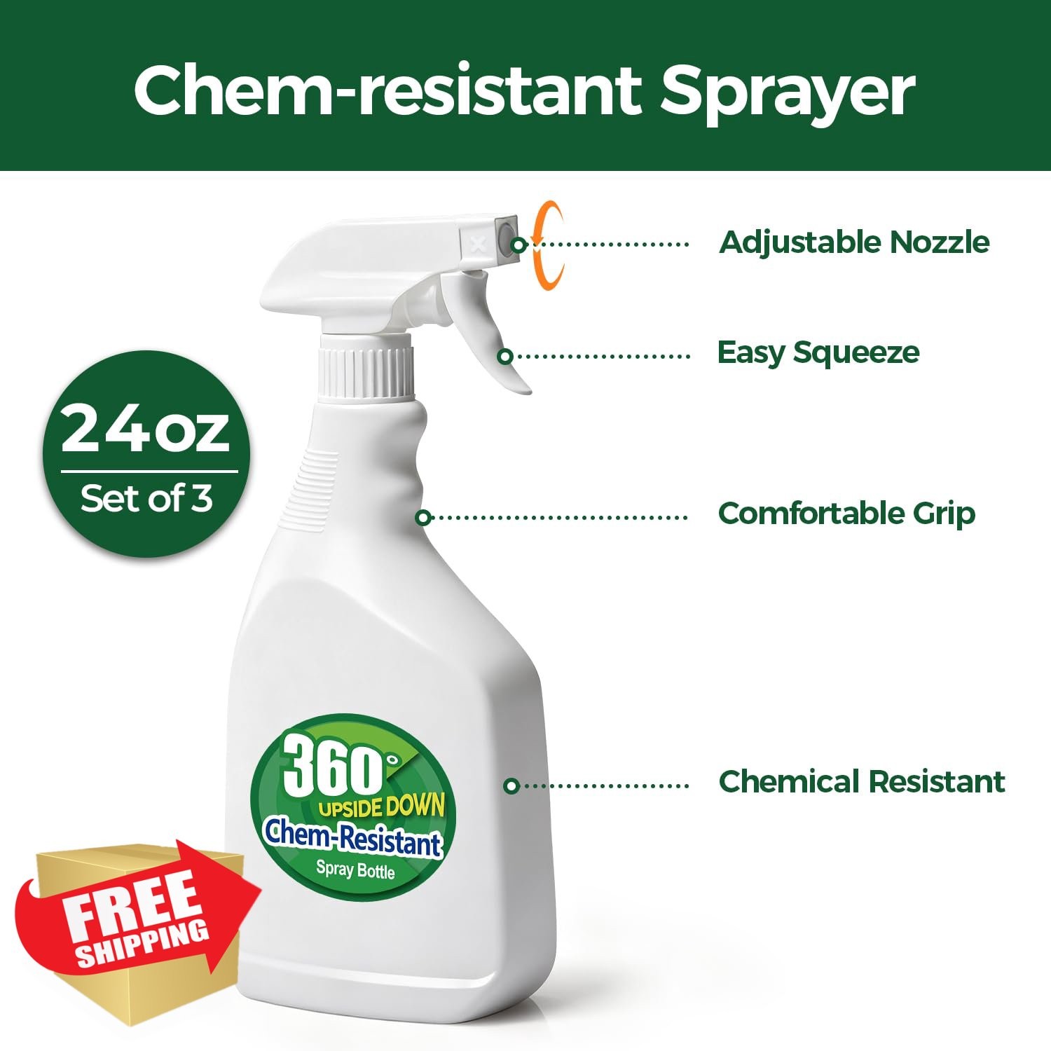T4U 3pk 24oz Heavy Duty Empty Spray Bottles for Cleaning Solutions Bleach