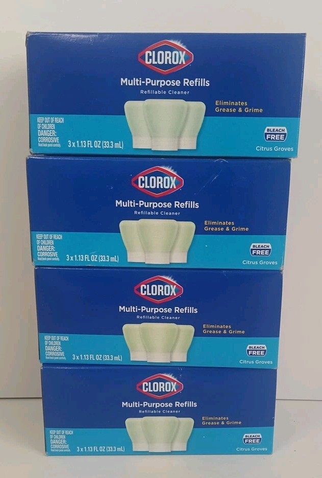 Clorox Multi-Purpose Spray Concentrate Refills, 4ct x 1.13oz, Citrus Grove!-NEW-