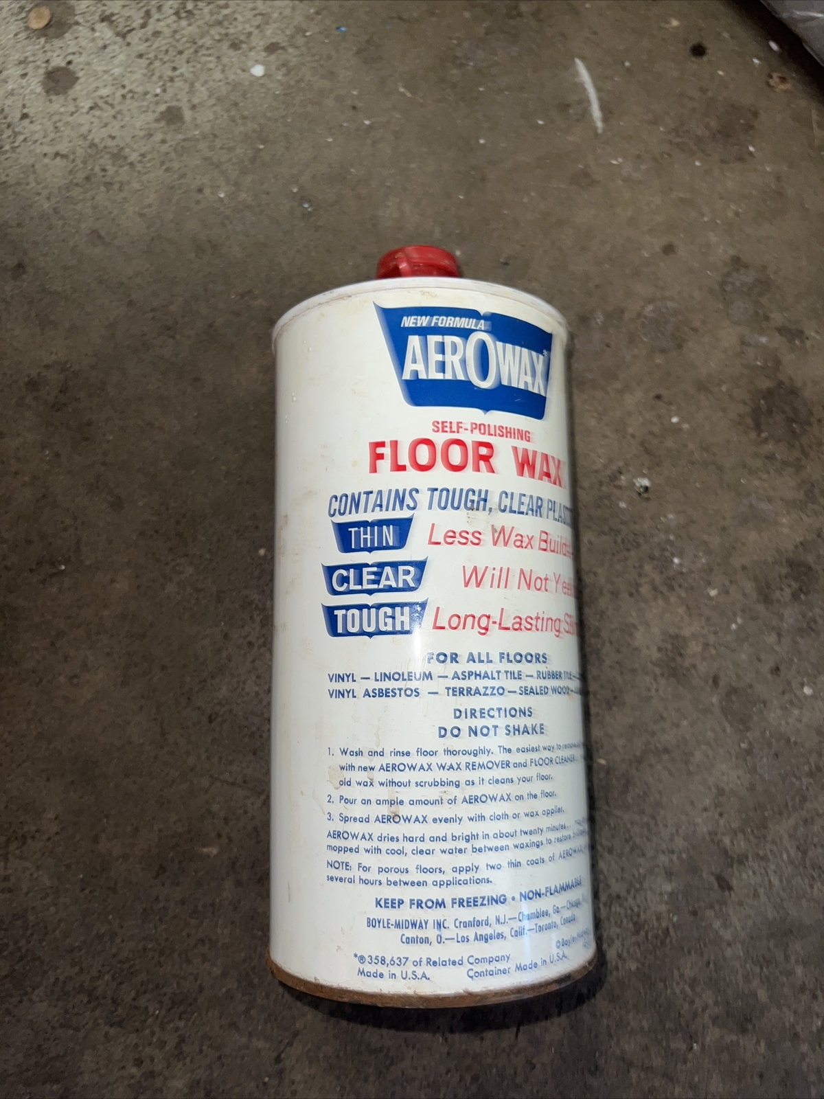 [A11] — Vintage Klear Floor Finish SC Johnson Wax 27 Oz Can Plus Aerowax Floor